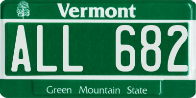 VT license plate ALL682
