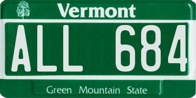 VT license plate ALL684