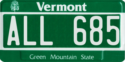 VT license plate ALL685