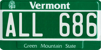 VT license plate ALL686