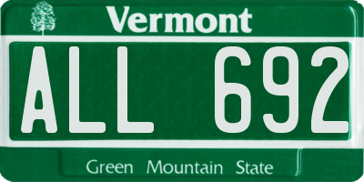 VT license plate ALL692