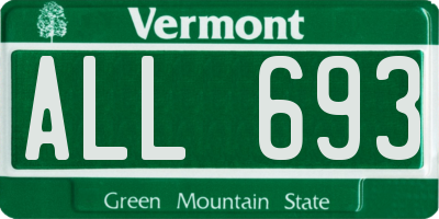 VT license plate ALL693
