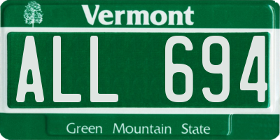 VT license plate ALL694