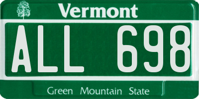 VT license plate ALL698