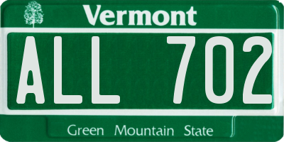 VT license plate ALL702