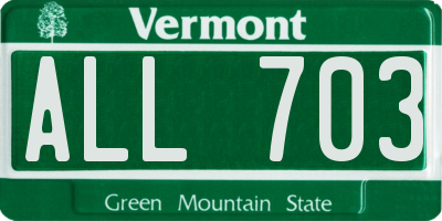 VT license plate ALL703