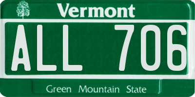 VT license plate ALL706