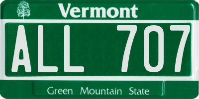 VT license plate ALL707