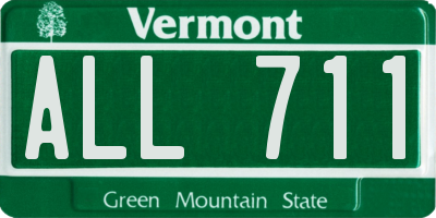 VT license plate ALL711
