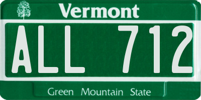 VT license plate ALL712