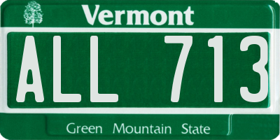 VT license plate ALL713