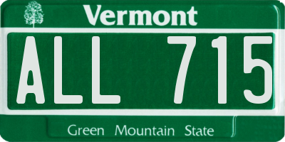 VT license plate ALL715