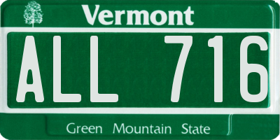 VT license plate ALL716