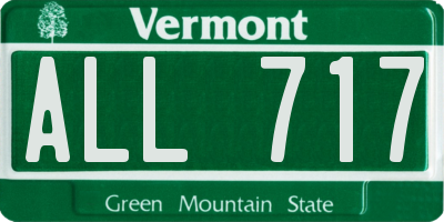 VT license plate ALL717