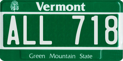 VT license plate ALL718