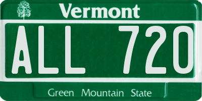 VT license plate ALL720
