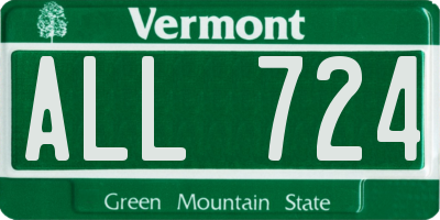 VT license plate ALL724