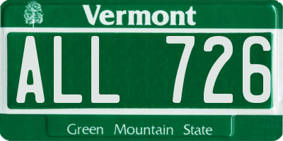 VT license plate ALL726