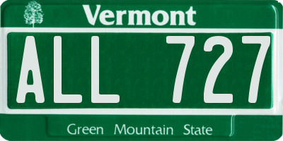 VT license plate ALL727