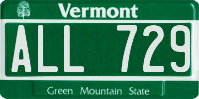VT license plate ALL729