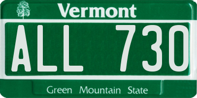 VT license plate ALL730