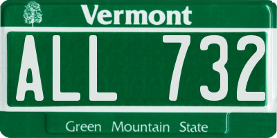 VT license plate ALL732