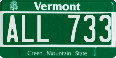 VT license plate ALL733