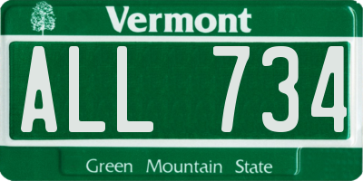 VT license plate ALL734