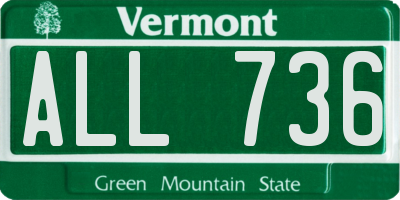VT license plate ALL736