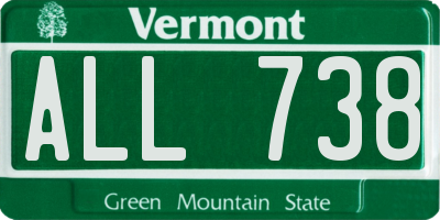 VT license plate ALL738