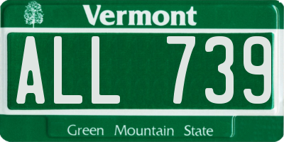 VT license plate ALL739