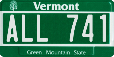 VT license plate ALL741