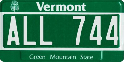 VT license plate ALL744