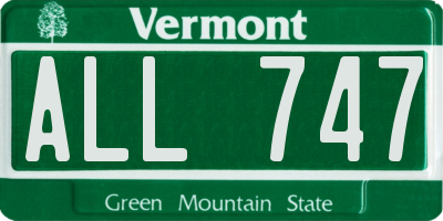 VT license plate ALL747