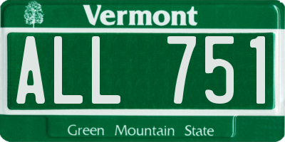 VT license plate ALL751