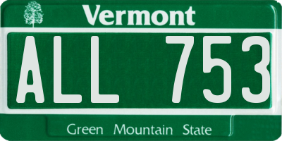 VT license plate ALL753