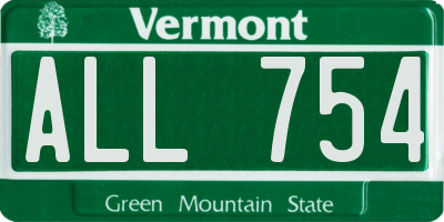 VT license plate ALL754