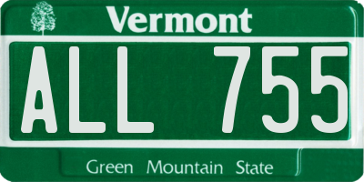 VT license plate ALL755