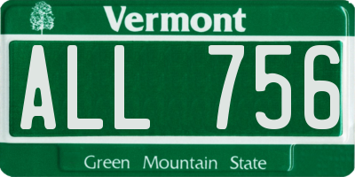 VT license plate ALL756