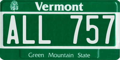 VT license plate ALL757