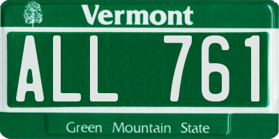 VT license plate ALL761