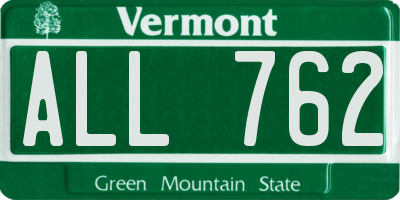 VT license plate ALL762