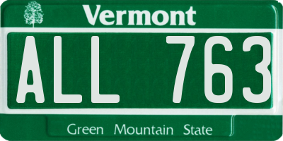 VT license plate ALL763
