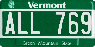 VT license plate ALL769