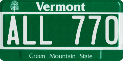 VT license plate ALL770