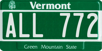 VT license plate ALL772