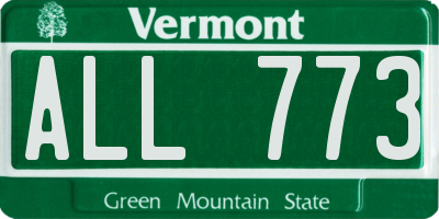 VT license plate ALL773