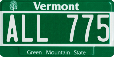 VT license plate ALL775