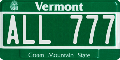 VT license plate ALL777