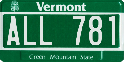 VT license plate ALL781